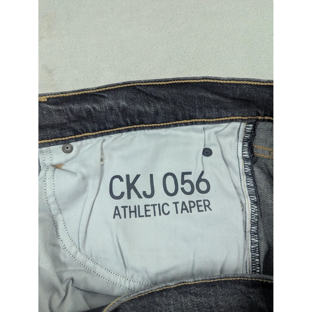 Calvin Klein Jeans  Mens 36x32 Gray CKJ 056 Athletic Taper Distressed Denim - Picture 10 of 16